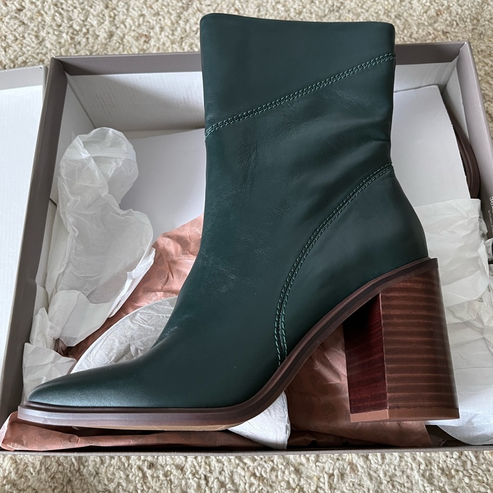 Franco Sarto Stevie Bootie, dark green, brand new in box!